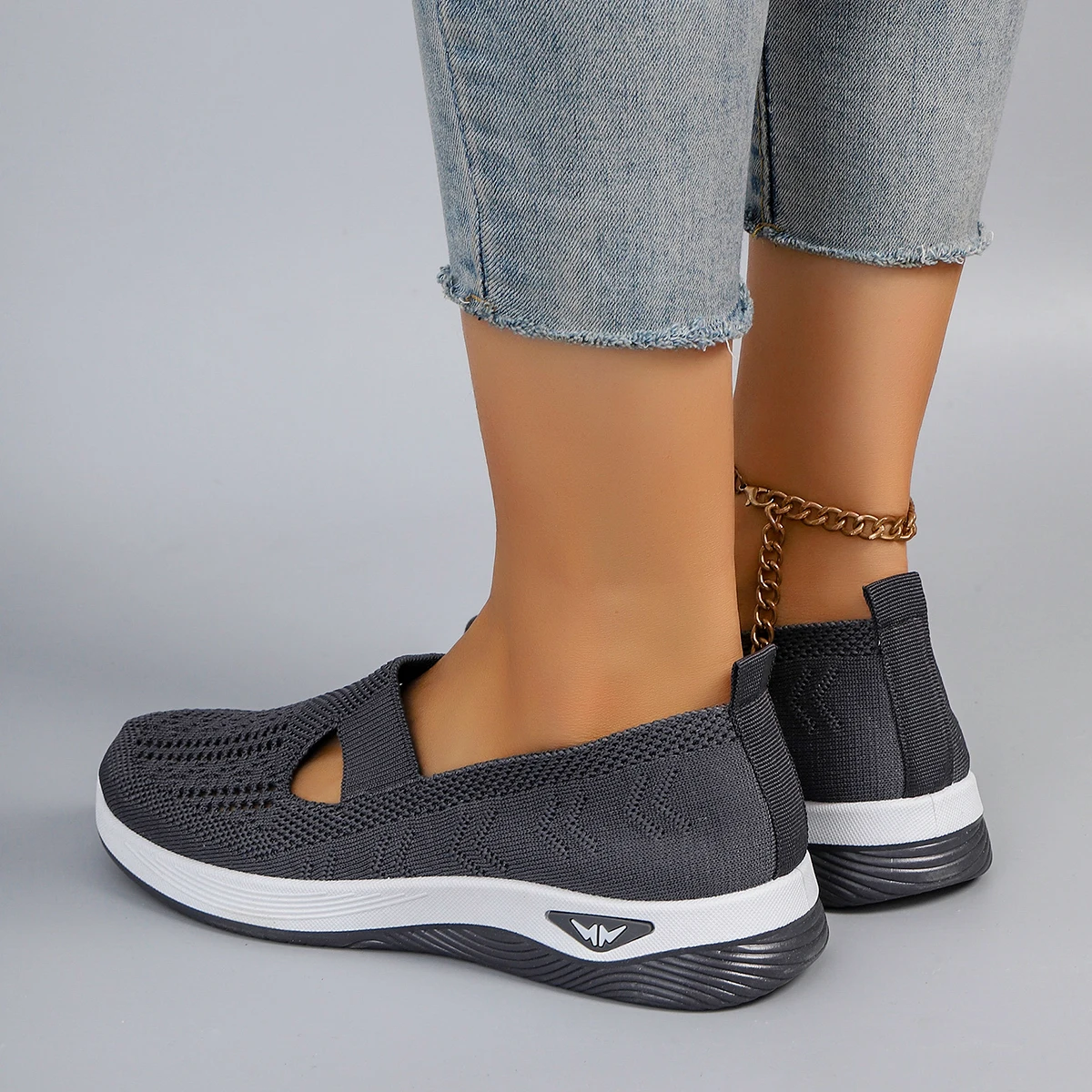 Spring new women's sports shoes, fashionable, breathable, lightweight, non-slip, wear-resistant, casual sports shoes, flat shoes-12