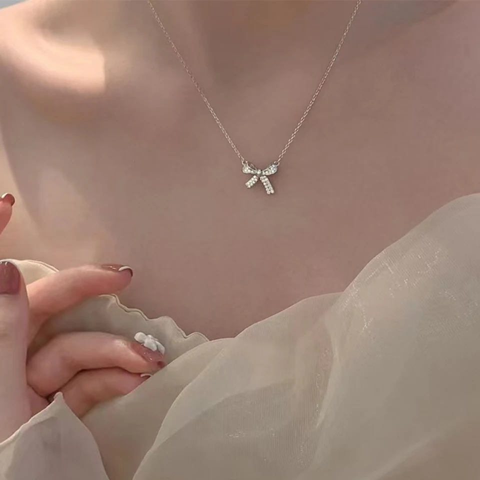 Yupsk Korean Fashion Micropaved Crystal Zirconia Bow Ring for Women Girls Exquisite Ins Trendy Minimalist Finger Rings Jewelry-11