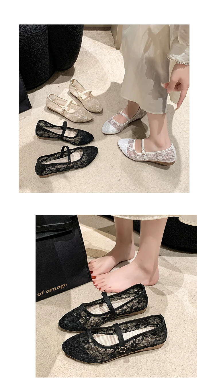 2024 New Women Flats Shoes Summer Ballet Flats Fashion Bow Women Shoes Slip on Sweet Hollow Flat Shoes Female Zapatos De Mujer-17