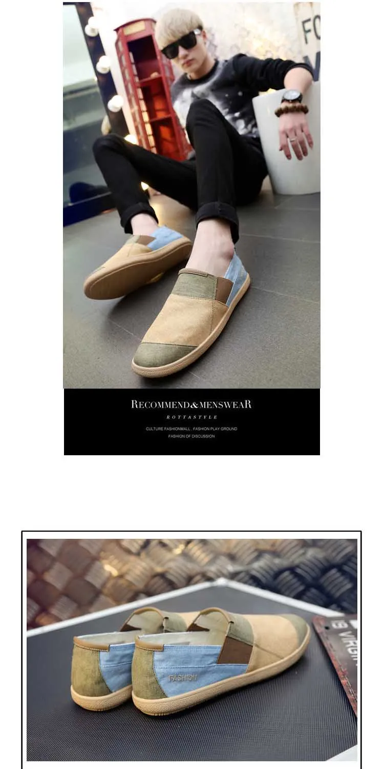 Fisherman's Shoes Fashion Flat Canvas Sneakers Slip On Men's Espadrilles Walking Casual Shoes For Men Loafers Summer-4
