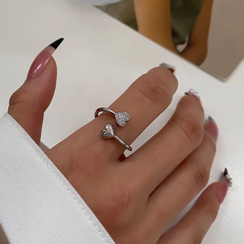 Yupsk Korean Fashion Micropaved Crystal Zirconia Bow Ring for Women Girls Exquisite Ins Trendy Minimalist Finger Rings Jewelry-12