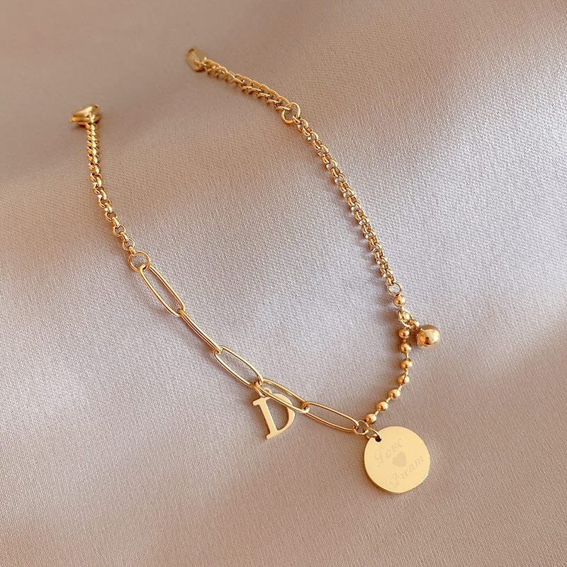 2024 New Korea New Fashion Letter D Star Simple Vintage Pendant Bracelet Woman Stainless Steel Bracelet Luxury Original Jewelry-4 2024 New Korea New Fashion Letter D Star Simple Vintage Pendant Bracelet Woman Stainless Steel Bracelet Luxury Original Jewelry-4