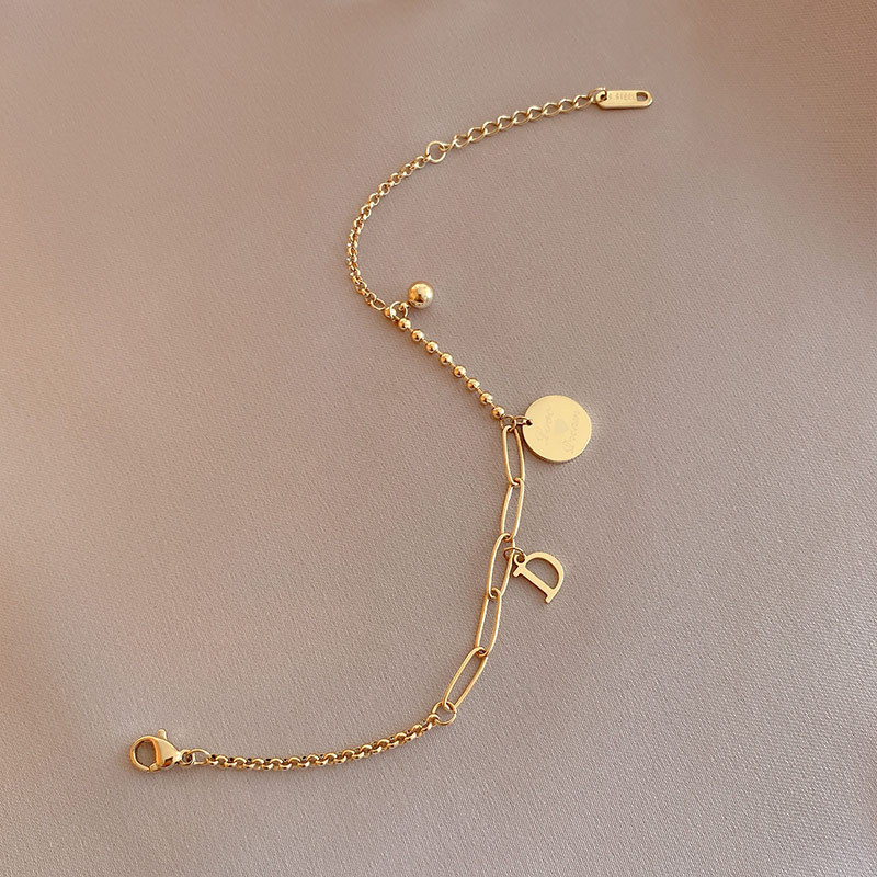 2024 New Korea New Fashion Letter D Star Simple Vintage Pendant Bracelet Woman Stainless Steel Bracelet Luxury Original Jewelry-5 2024 New Korea New Fashion Letter D Star Simple Vintage Pendant Bracelet Woman Stainless Steel Bracelet Luxury Original Jewelry-5