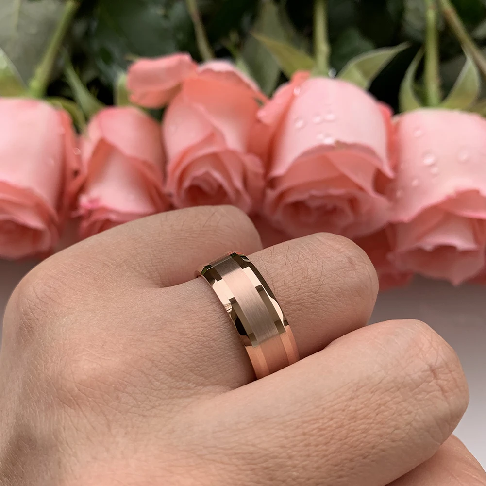 6mm 8mm Fashion Jewlery Men Women Couple Wedding Band Trendy Tungsten Carbide Ring Record Name Date Brushed Finish-8