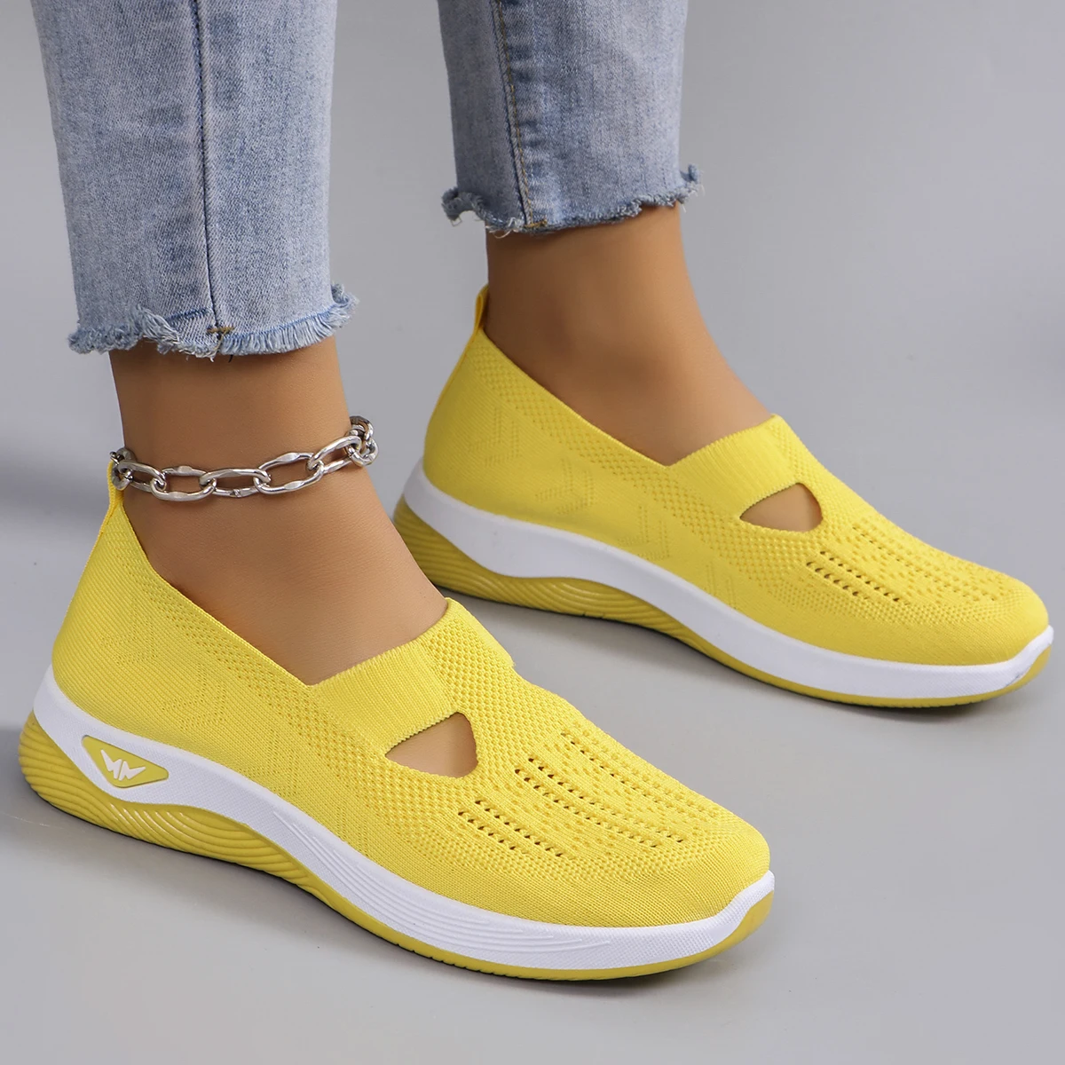 Spring new women's sports shoes, fashionable, breathable, lightweight, non-slip, wear-resistant, casual sports shoes, flat shoes-34