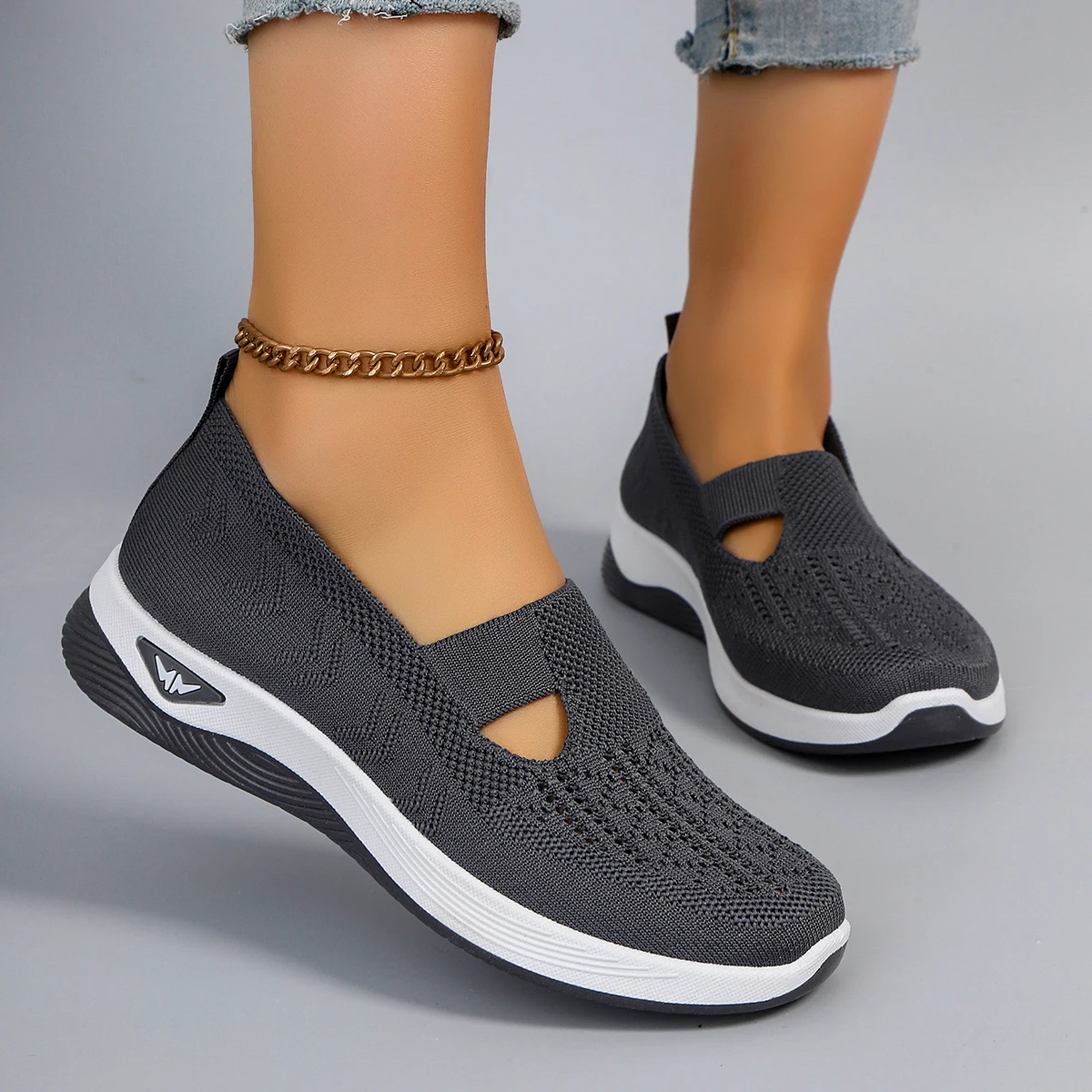 Spring new women's sports shoes, fashionable, breathable, lightweight, non-slip, wear-resistant, casual sports shoes, flat shoes-7