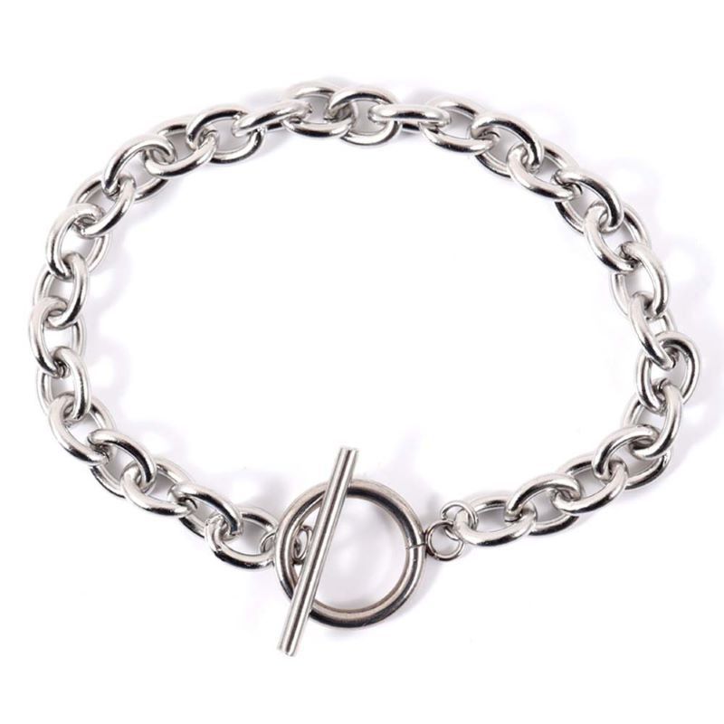 2023 New Fashion Gold Color Chunky Chain Necklace for Women Simple Toggle Clasp Stainless Steel Choker Necklaces Jewelry Gifts-5