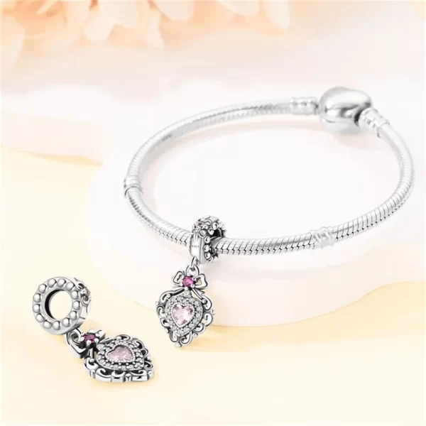classic silver plated lotus guardian angel heart shaped zircon charms beads fit qikaola 925 original bracelets diy jewelry gifts