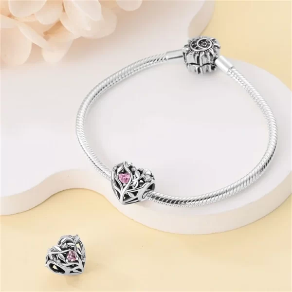 classic silver plated lotus guardian angel heart shaped zircon charms beads fit qikaola 925 original bracelets diy jewelry gifts
