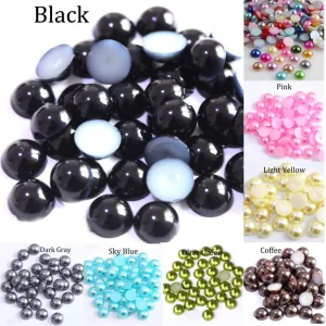 2/3/4/5/6/8/10/12/14 mm acrylic beads pearl imitation half round flatback red black pink bead for jewelry making diy accessories