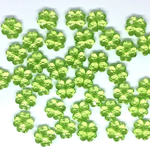 20pcs acrylic transparent crystal straight hole cute green four leaf clover beads 13mm for phone chain necklace bracelet