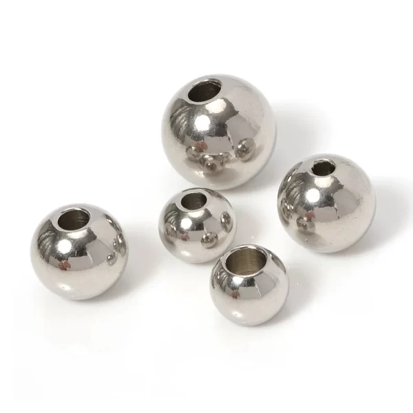 100pcs 2 mm 12 mm 316l stainless steel beads european ball metal big hole spacer beads for jewelry making diy bracelet necklace