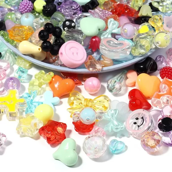 1bag mixing style candy color acrylic beads for diy handmade bracelet jewelry making phone chain accessories