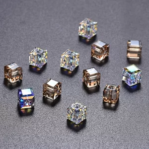 4 8mm crystal cube beads square shiny ab color glass loose spacer beads for necklace bracelet diy jewelry crafts making supplies