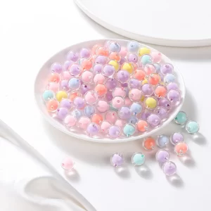 30 50pcs 8 15mm round acrylic transparent frosted ab color loose beads spacer beads for diy jewelry making handmade accessories