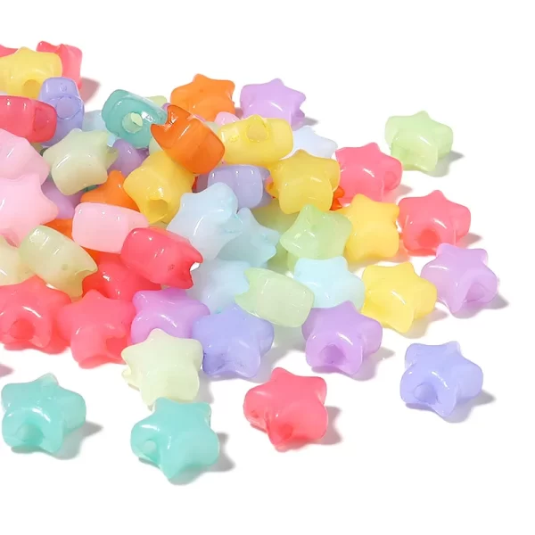 100pcs/lot candy color star acrylic beads for jewelry making loose spacer beads diy bracelet necklace big hole beads