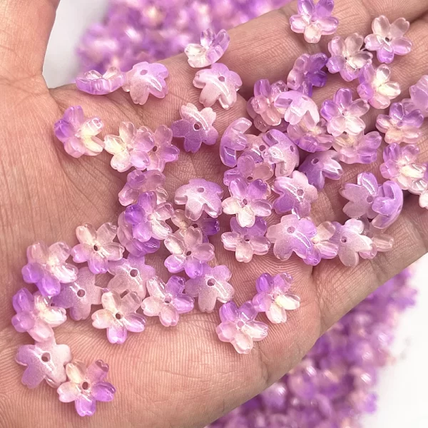 new 30pcs 11mm three dimensional cherry blossoms lampwork beads caps glass spacer beads for jewelry making diy hairpin headwear