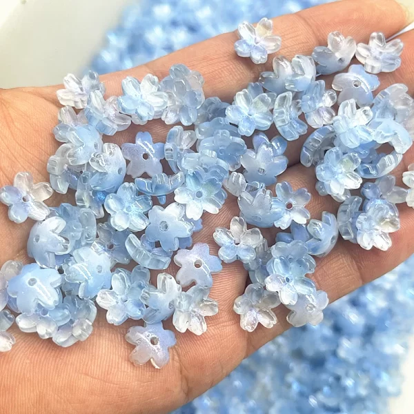 new 30pcs 11mm three dimensional cherry blossoms lampwork beads caps glass spacer beads for jewelry making diy hairpin headwear