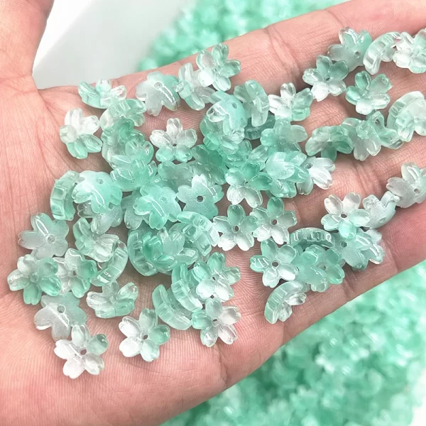 new 30pcs 11mm three dimensional cherry blossoms lampwork beads caps glass spacer beads for jewelry making diy hairpin headwear