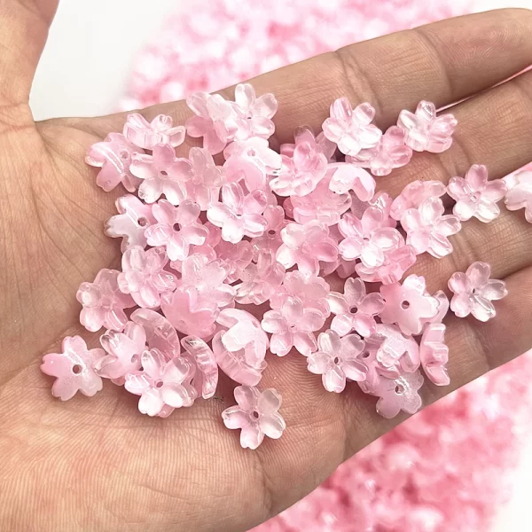 new 30pcs 11mm three dimensional cherry blossoms lampwork beads caps glass spacer beads for jewelry making diy hairpin headwear
