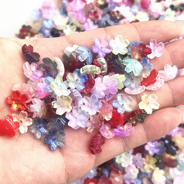 new 30pcs 11mm three dimensional cherry blossoms lampwork beads caps glass spacer beads for jewelry making diy hairpin headwear