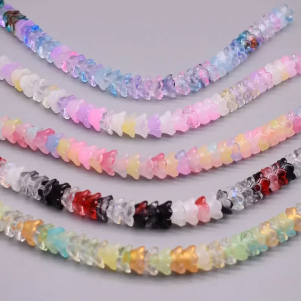 30/60/100pcs colorful trumpet flower lampwork beads bell orchid flower czech crystal glass beads for diy bracelets necklace