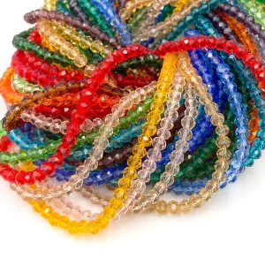 colorful 2/3/4/6/8mm rondelle austria faceted crystal glass beads loose spacer beads for jewelry making diy accessories