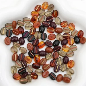 30pcs 11x8mm hand paint acrylic coffee bean beads for necklace bracelet earring diy jewelry making loose beads accessories