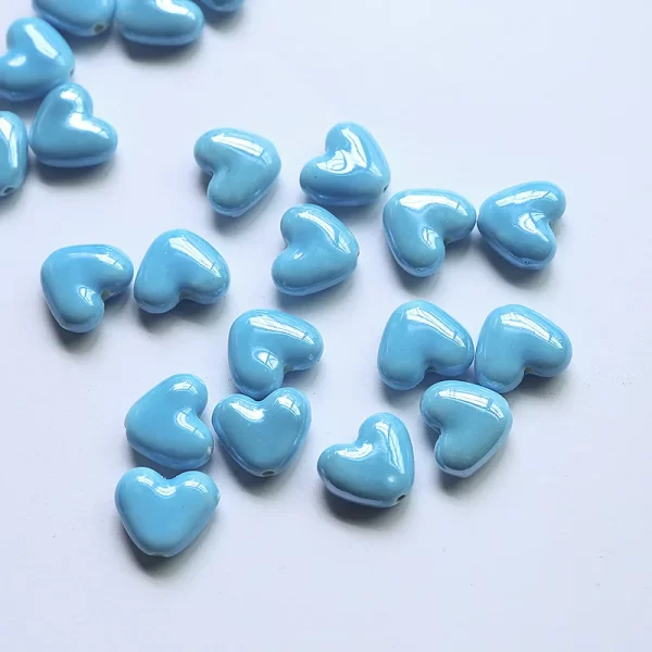 20pcs 15x13mm heart shape ceramic beads red/green/pink/white/blue/yellow/purple color loose spacer bead for jewelry making diy